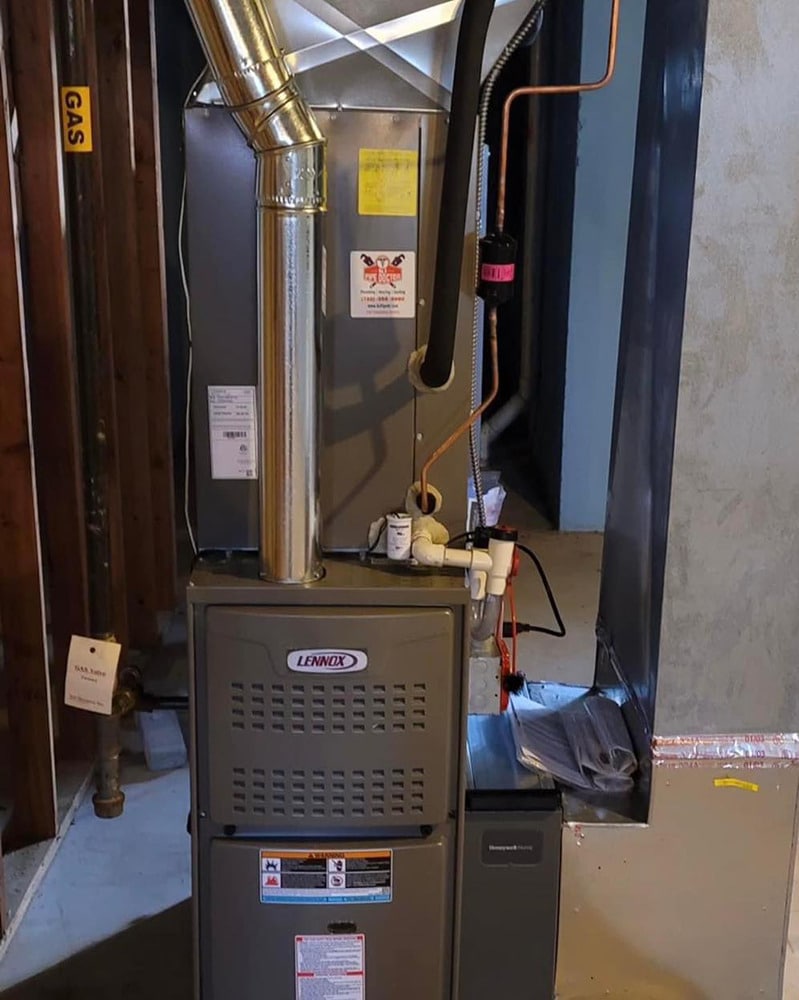 Image of Lennox furnace to convey benefits of pipe and HVAC services in NJ for NJ Pipe Dr